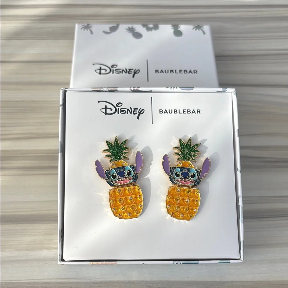 BaubleBar x Disney Stitch inside Pineapple Lilo and Stitch Glitter earrings